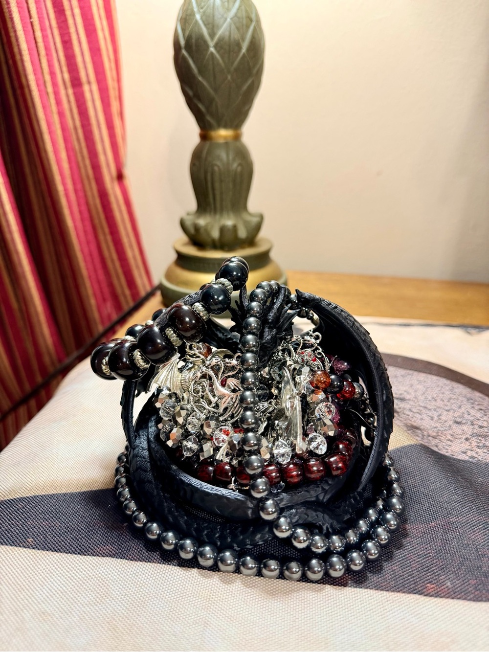 Gothic black dragon full of jewelry